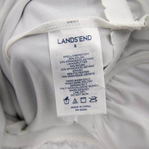 NWOT Lands End Navy Blue White Pattern Swim Tankini Top Underwire Size 8 - Picture 7 of 8